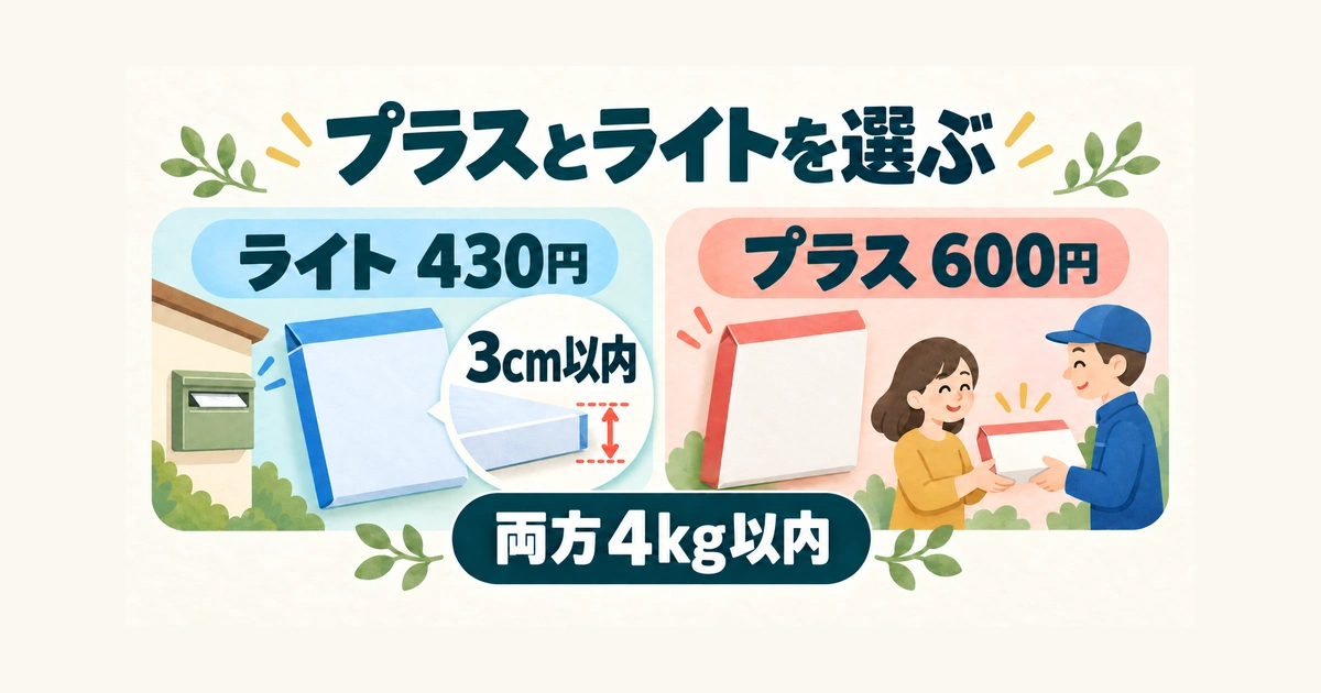 ライトは厚さ3cm以内、両方とも4kg以内で、受け取り方にも違いがある