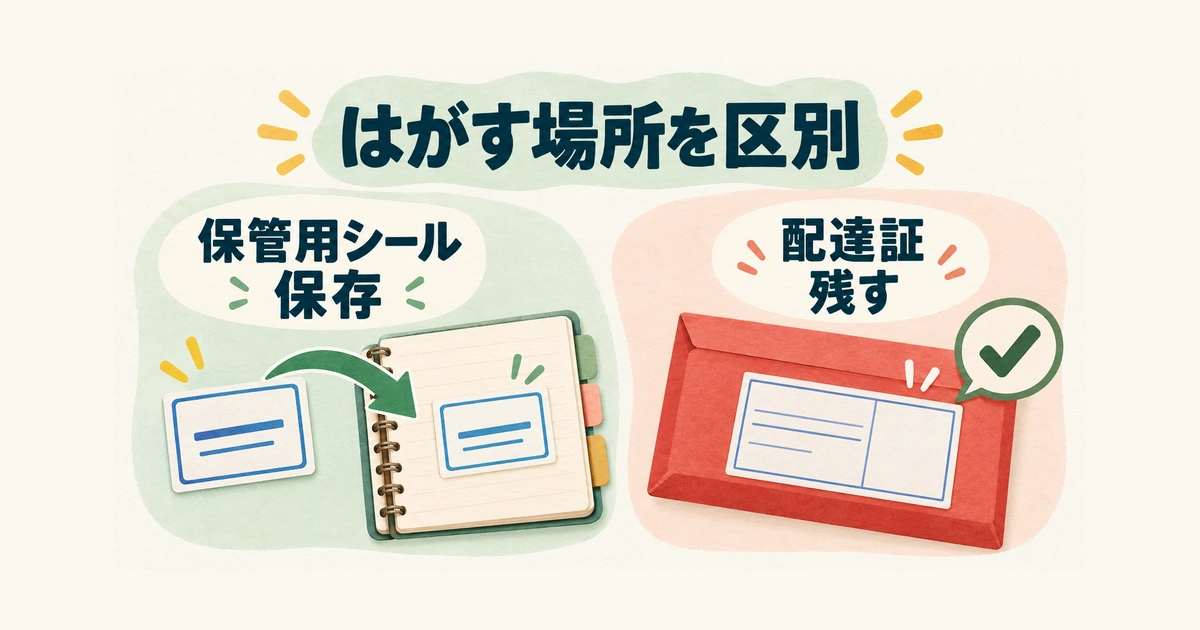 差出人の保管用シールは保存し、プラスの配達証は剥がさない