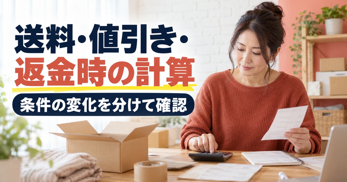 送料や値引きや返金時の条件変化を確認する場面