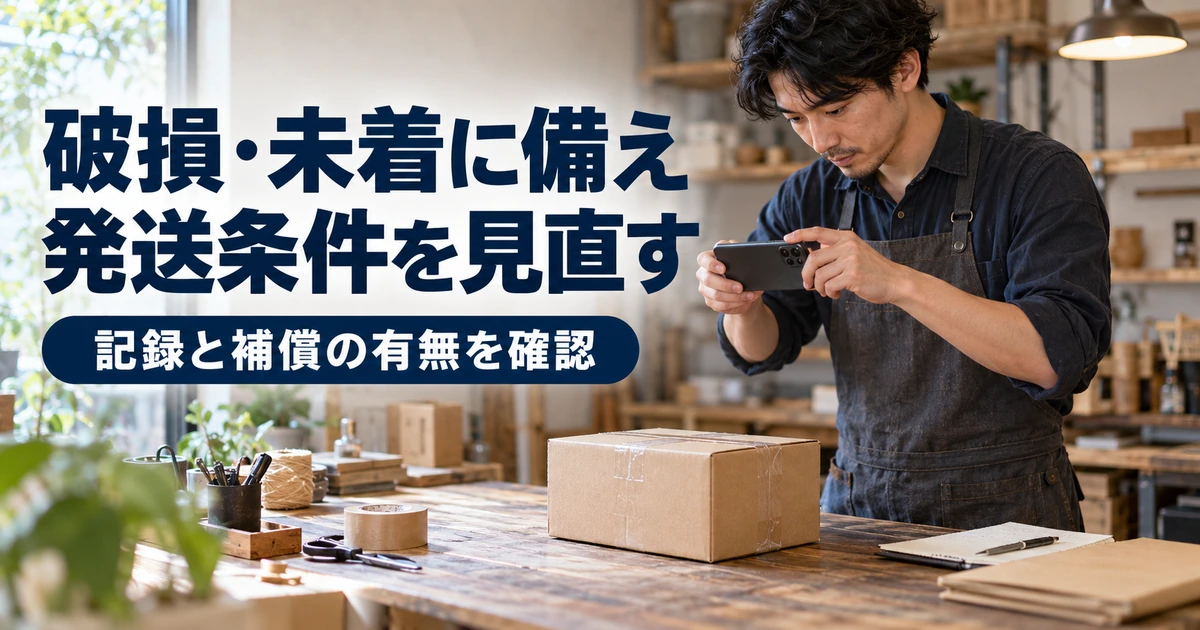 梱包状態を撮影して記録し発送条件を確認する男性