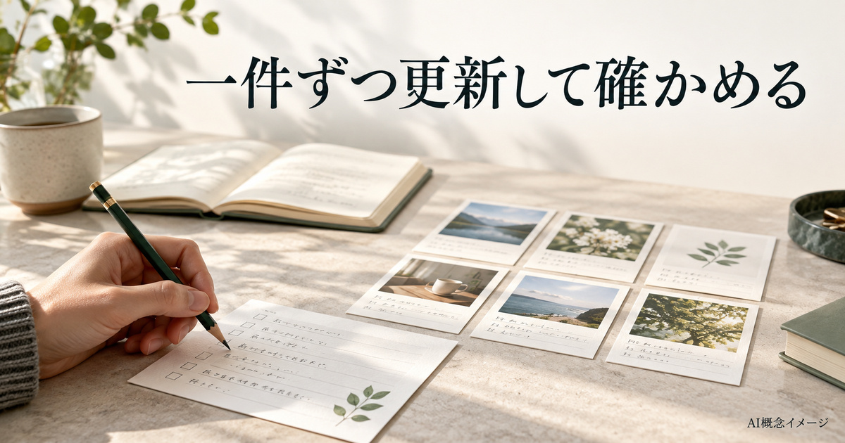 一件の記録と一覧の対応を読み返すAI概念イメージ