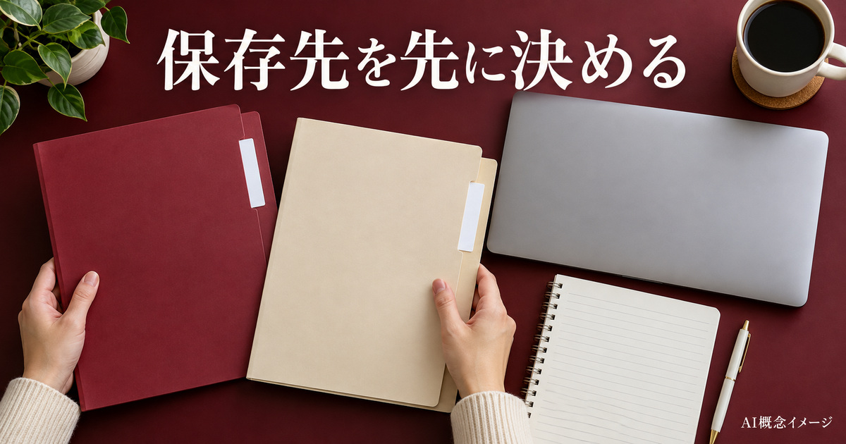 録画の保存先をフォルダーで整理するAI概念イメージ