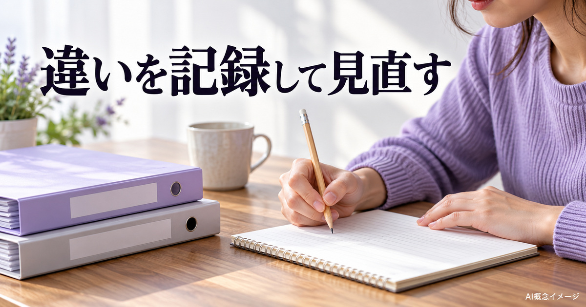 条件と結果を記録するノートと資料のAI概念イメージ