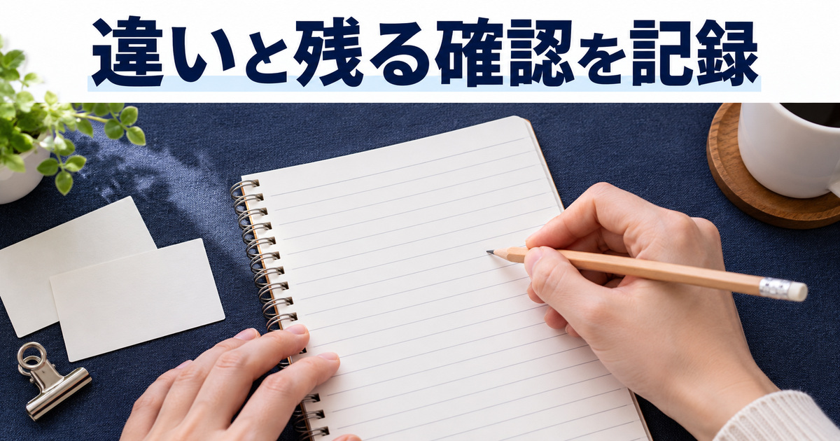 確認した範囲と未確認の項目を記録するための写真イメージ