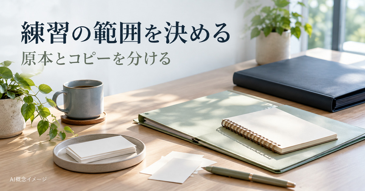 原本用と練習用を分けた二つのフォルダーのAI概念イメージ