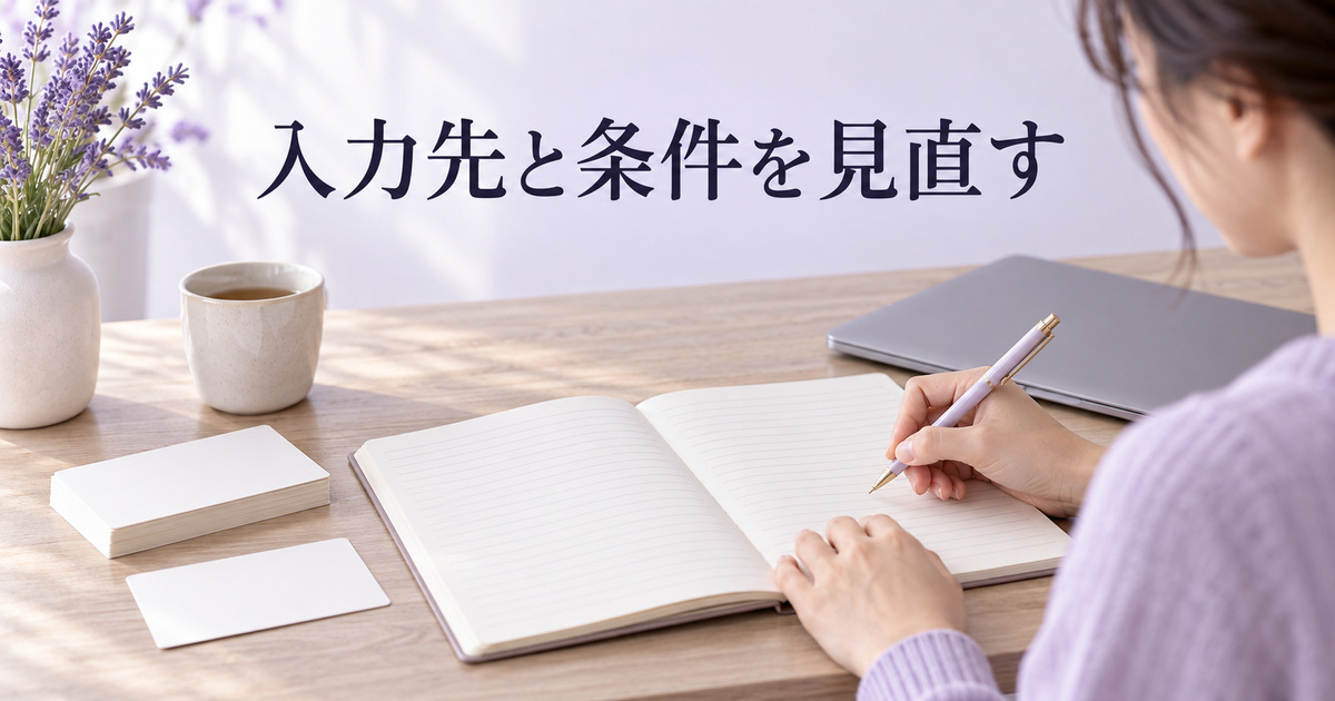 入力先と設定条件を見直すAI概念イメージ