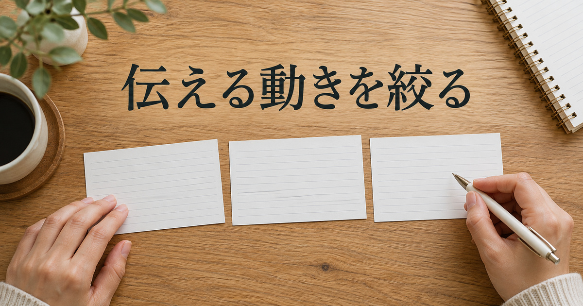 伝える操作の順序を紙で整理するAI概念イメージ