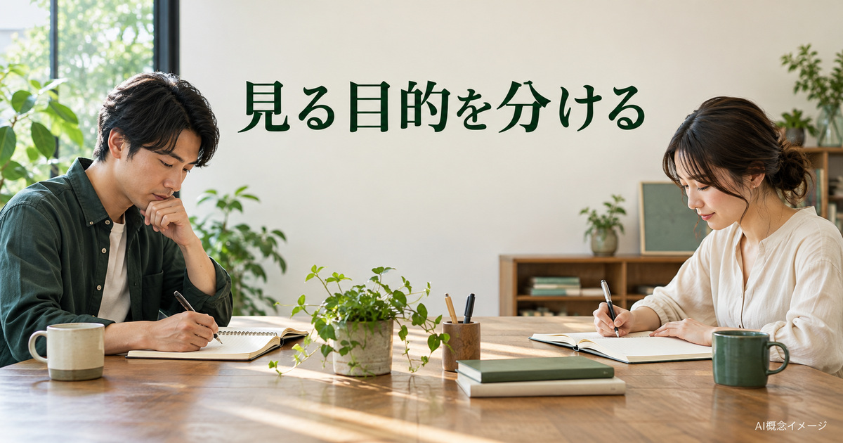 同じ机でそれぞれのノートを見る二人のAI概念イメージ