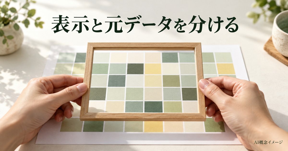 元のデータと見る範囲を木枠で分けるAI概念イメージ