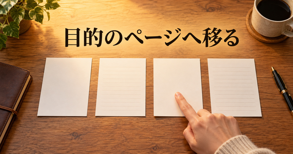 目的のページを指定して確認するAI概念イメージ