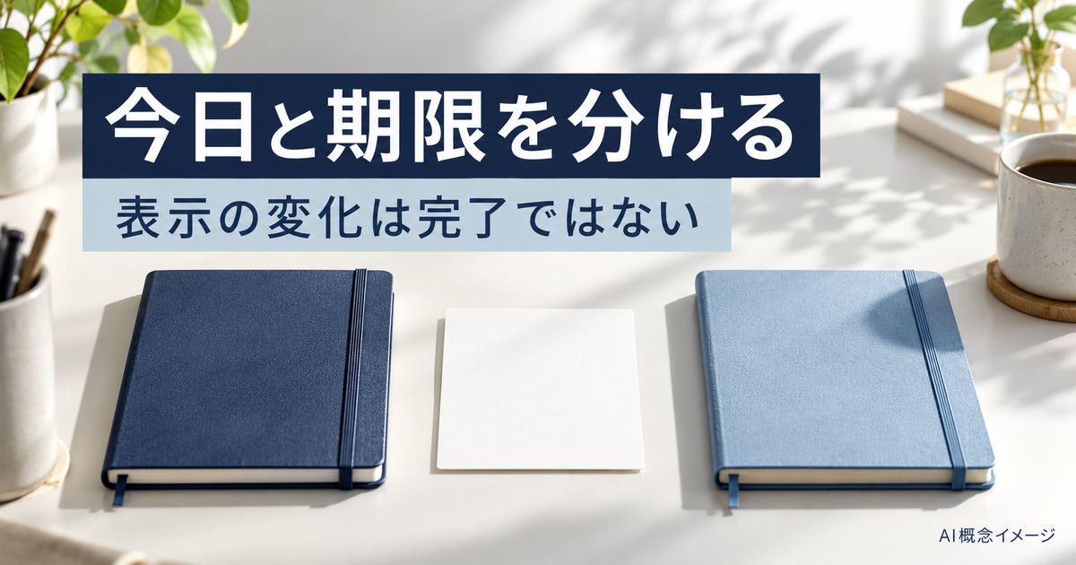 今日の表示と期限を区別するAI概念イメージ