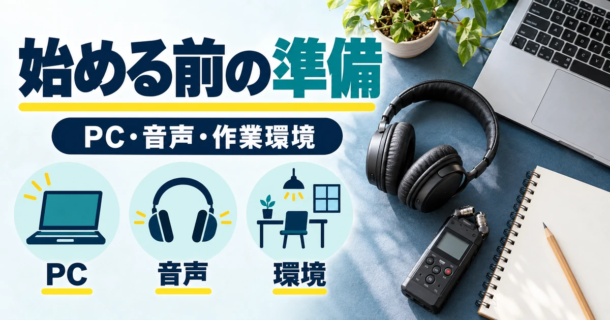 文字起こしの副業:始める前の準備。PC・音声・環境を図解