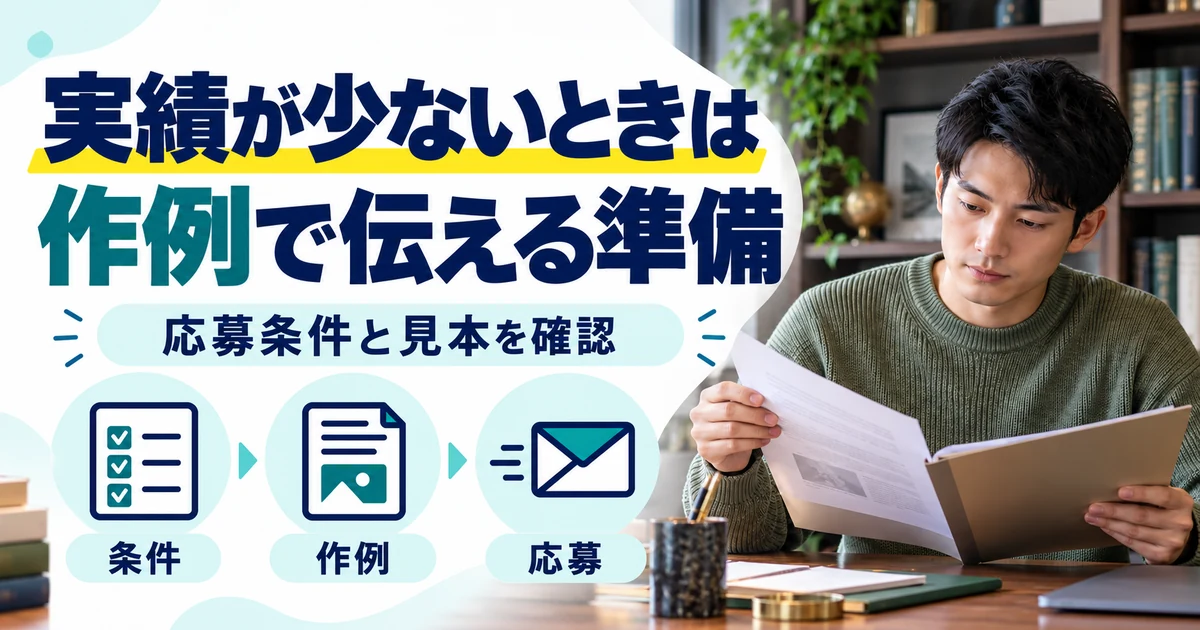 翻訳の副業：実績が少ないときは、作例で伝える準備。条件・作例・応募を図解