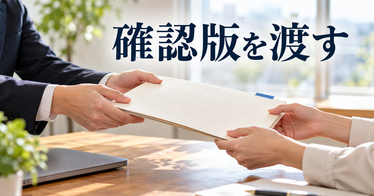確認用の版を受け渡すフォルダーのAI概念イメージ