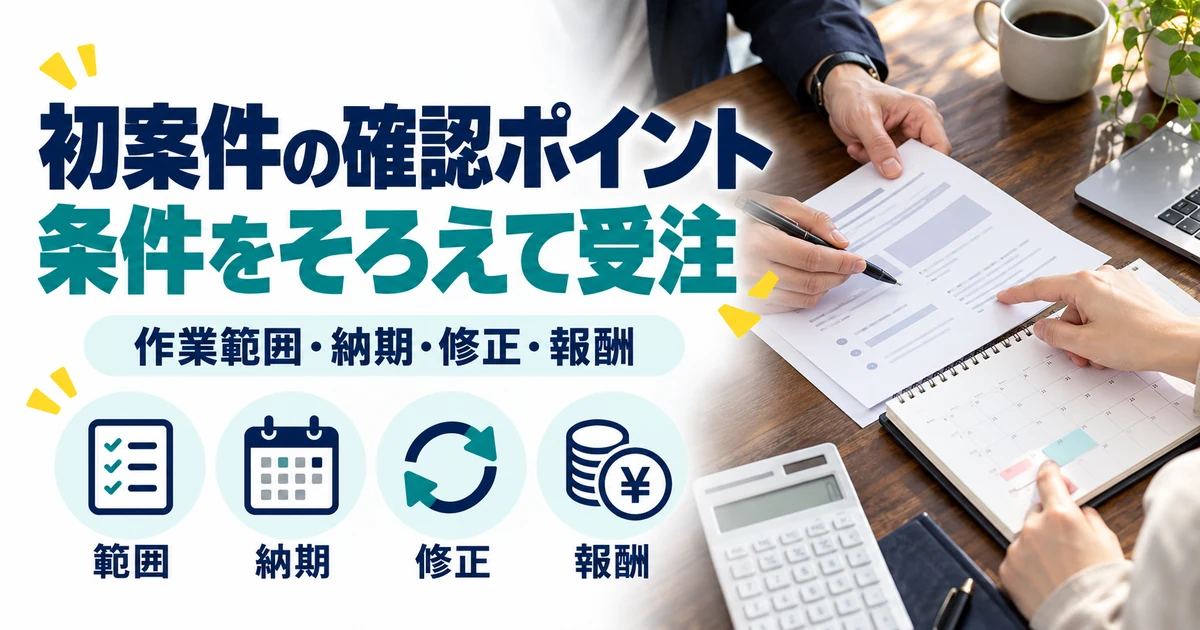 動画編集の副業:初案件の確認ポイント、条件をそろえて受注。範囲・納期・修正・報酬を図解