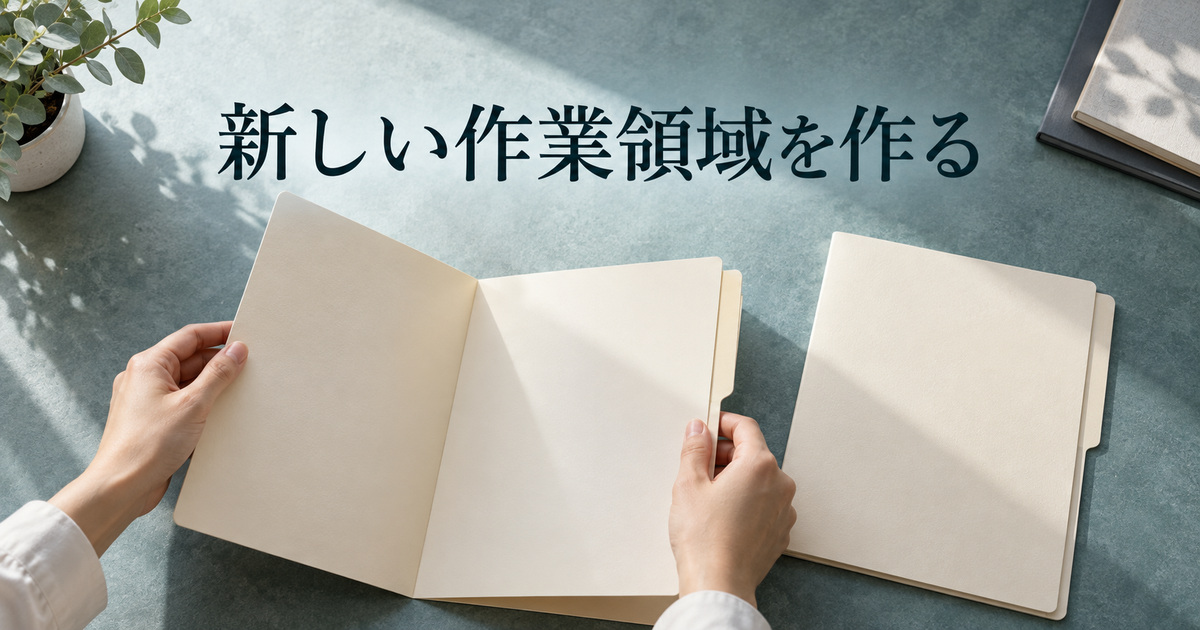 新しい作業領域を用意する空フォルダーのAI概念イメージ