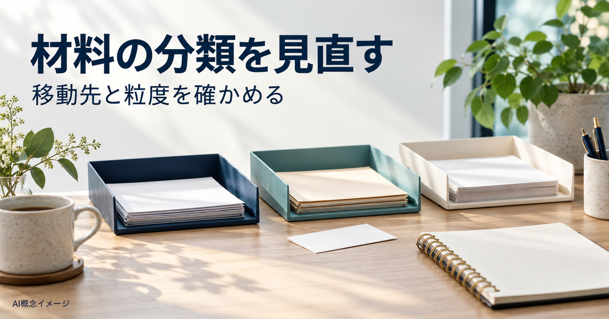 企画の材料を三つのトレーに分類するAI概念イメージ